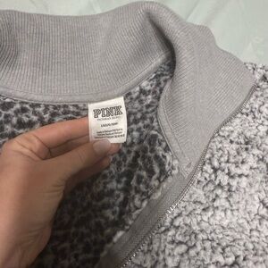 PINK Victoria's Secret Light Gray Sherpa Cowl Sweater